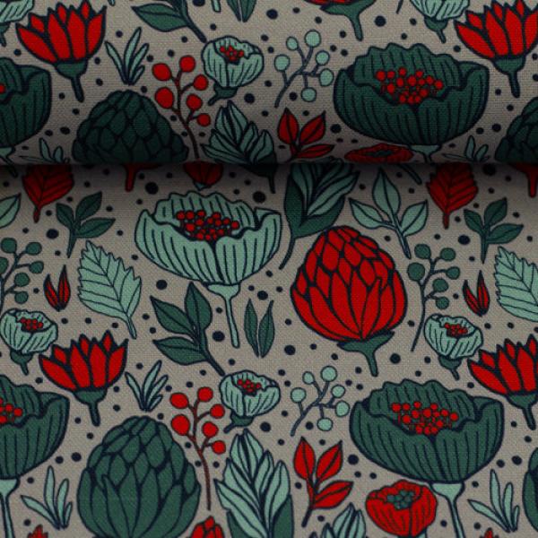 Canvas Garden Stories by Emjo Design Blumen auf Grau von Swafing